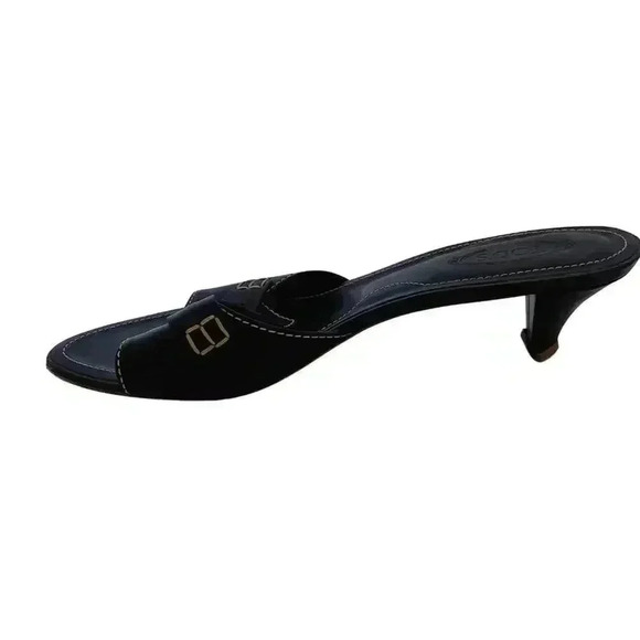 Tod's y2k Vintage Dark Brown Leather Kitten Heels Silver Ring Women's Size 7.5 - Picture 5 of 12